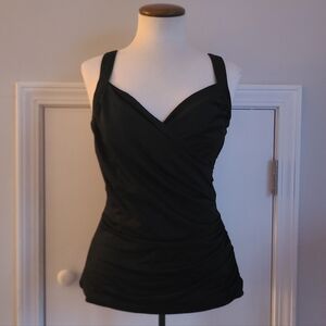 Miraclesuit Talbots Tankini Top Size 8  Swimsuit Control Slimming Ruching Black